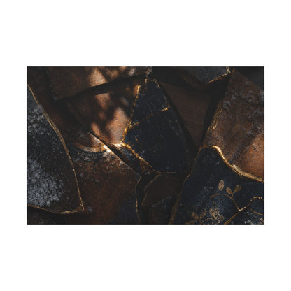 Fukinsei Broken Pottery Canvas Art - Dark Japandi Dark Texture