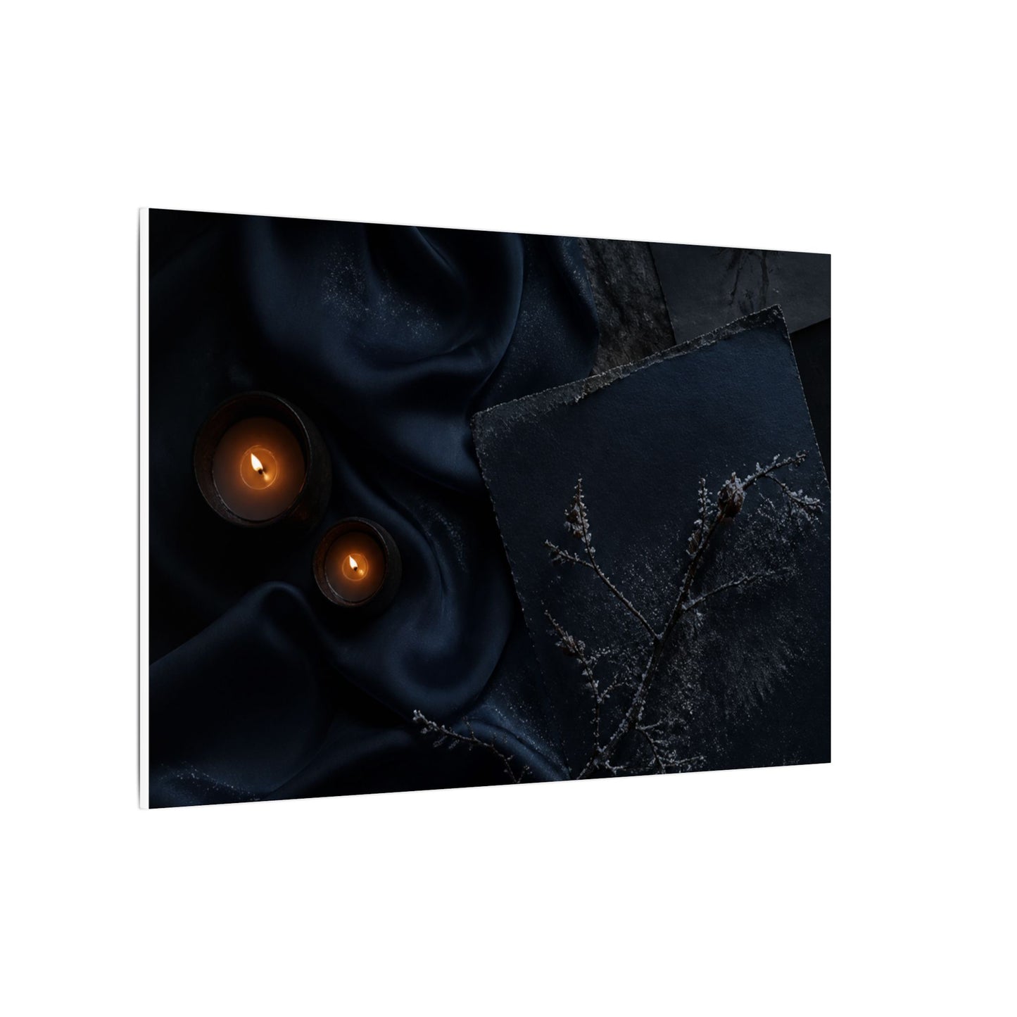 Candlelight Silk Drape Canvas Art - Dark Japandi Kanso