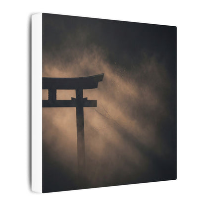 Torii Gate Shadow Zen Canvas Art | Bold Dark Japandi Art