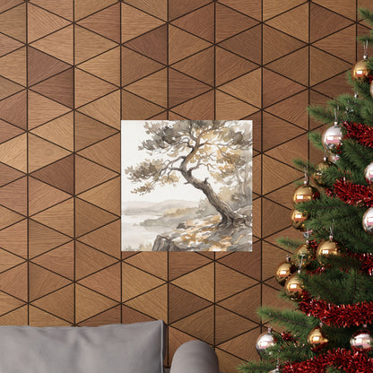 Mono No Aware Pine Tree Wall Art Print - Japandi Watercolor