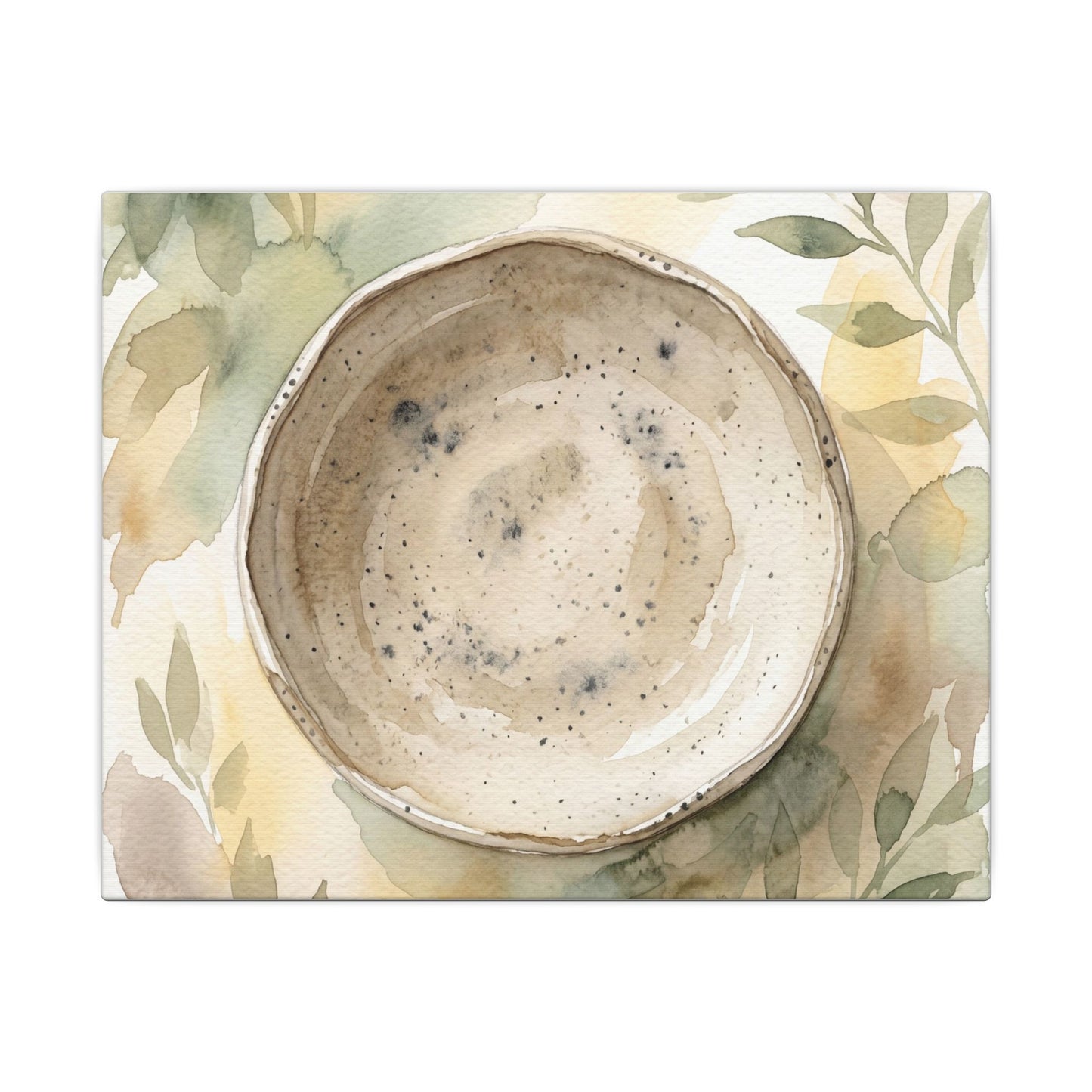 Ceramic Bowl Watercolor Canvas Art | Warm Japandi Art