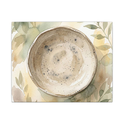 Ceramic Bowl Watercolor Canvas Art | Warm Japandi Art
