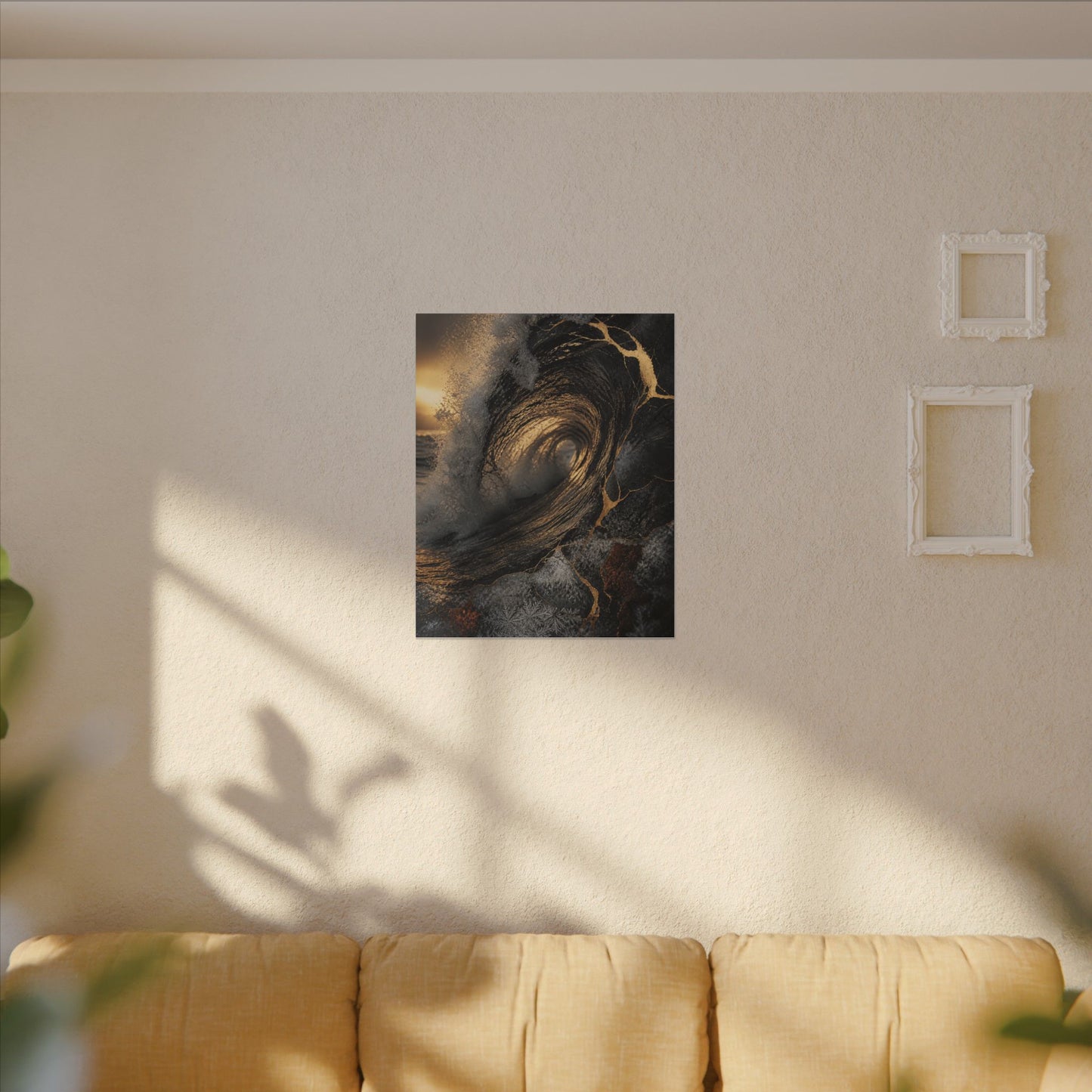 Kanso Ocean Wave Canvas Art - Kintsugi Gold Vein