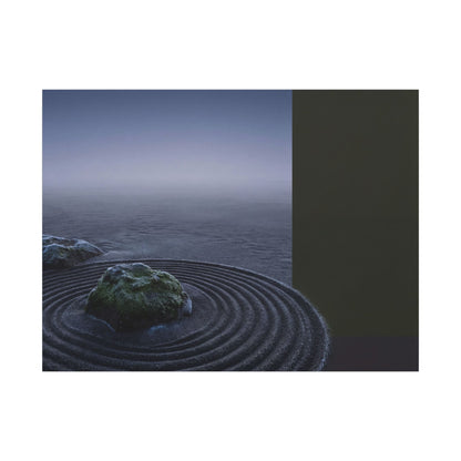 Ma Rock Garden Canvas Art - Dark Japandi Moody Minimal