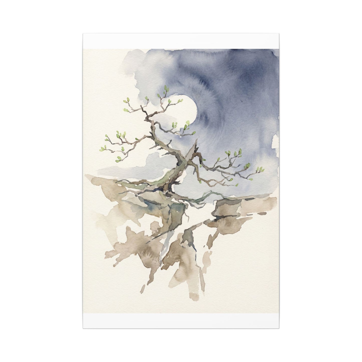 Moonlight Pine Tree Canvas Art - Japandi Ma