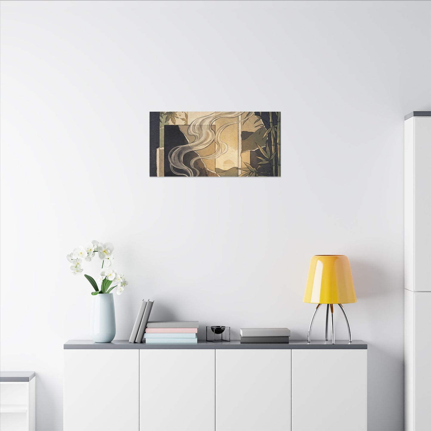 Tranquil Incense Smoke Canvas Art - Ukiyo E Inspired Zen