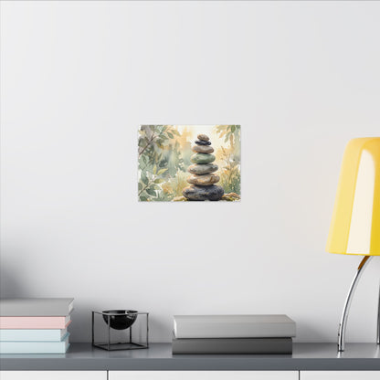 Golden Hour River Stones Canvas Art - Japandi Mono No Aware