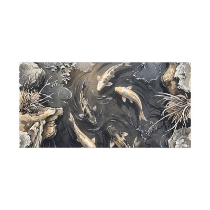 Koi Pond Canvas Art | Winter Japandi Japanese Pattern Art