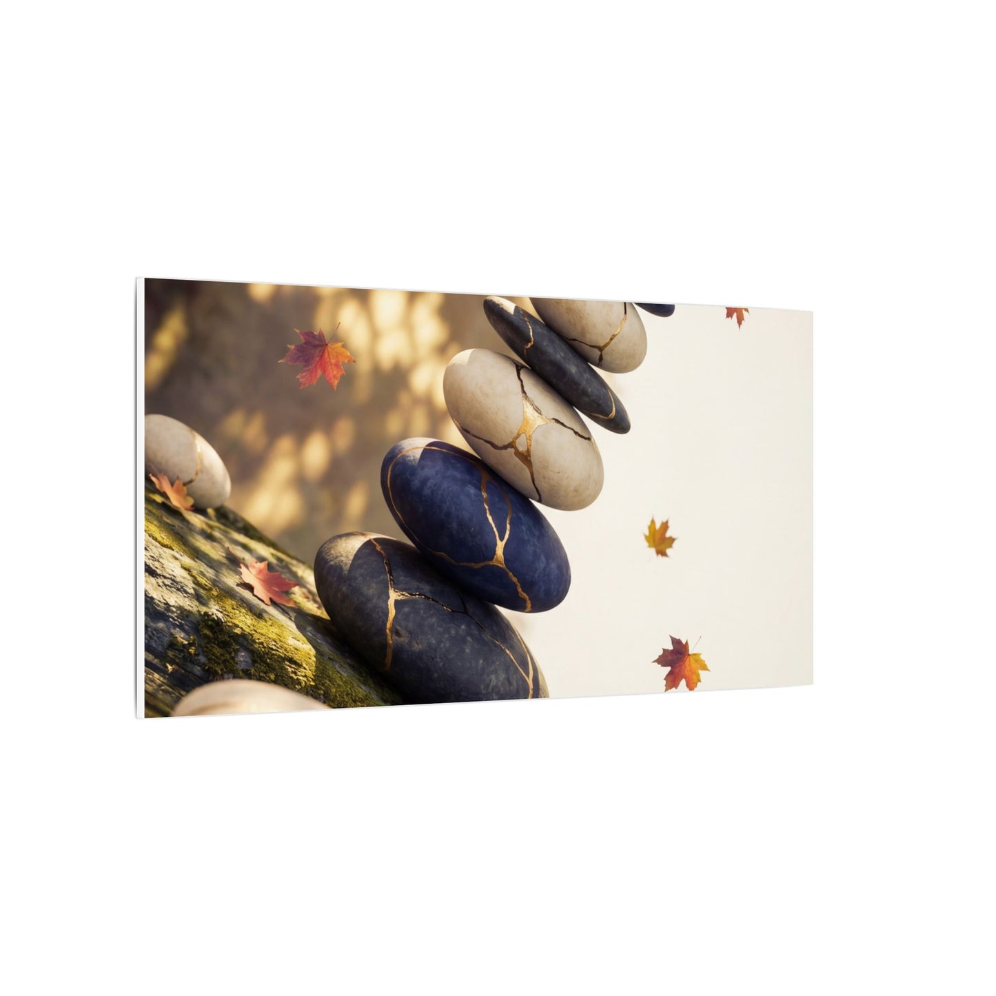 Ma River Stones Canvas Art - Kintsugi Gold Vein