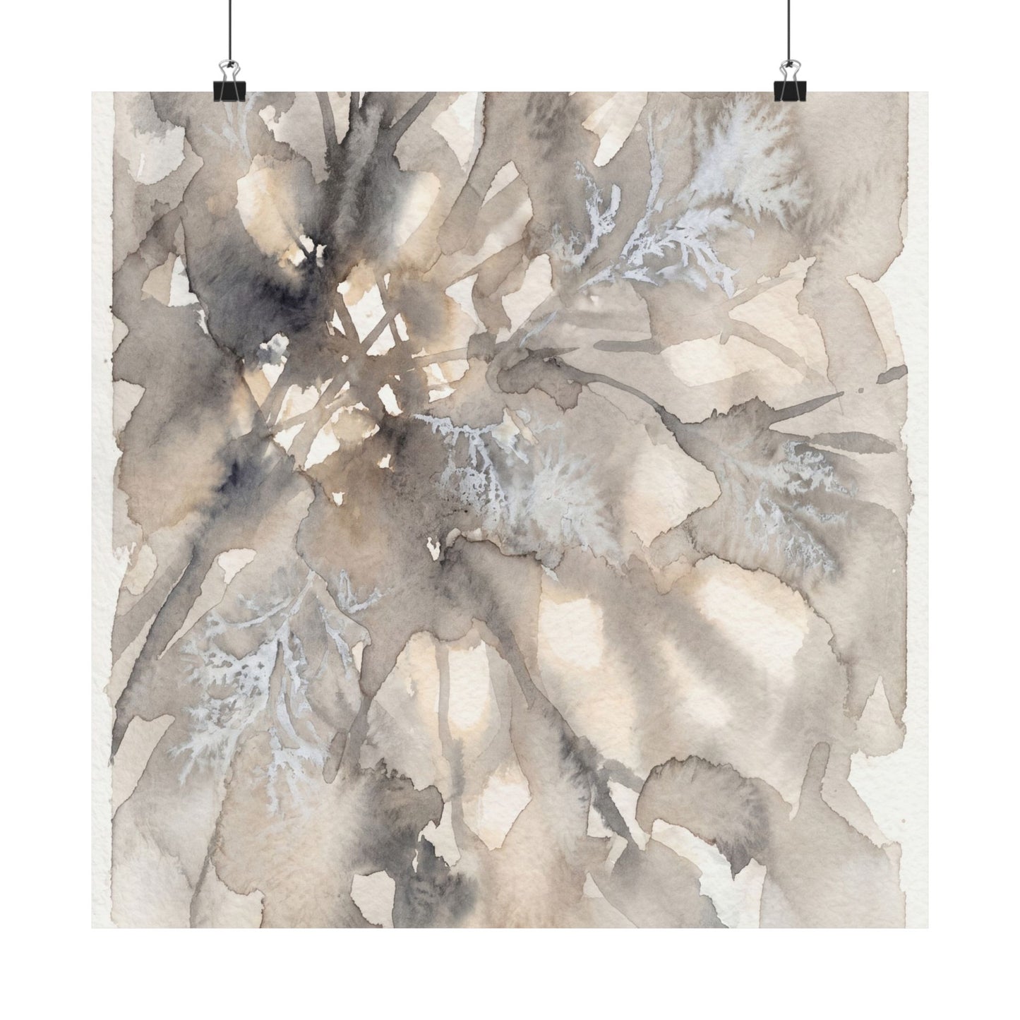 Shadow Play Wall Art Print | Winter Japandi Watercolor Art