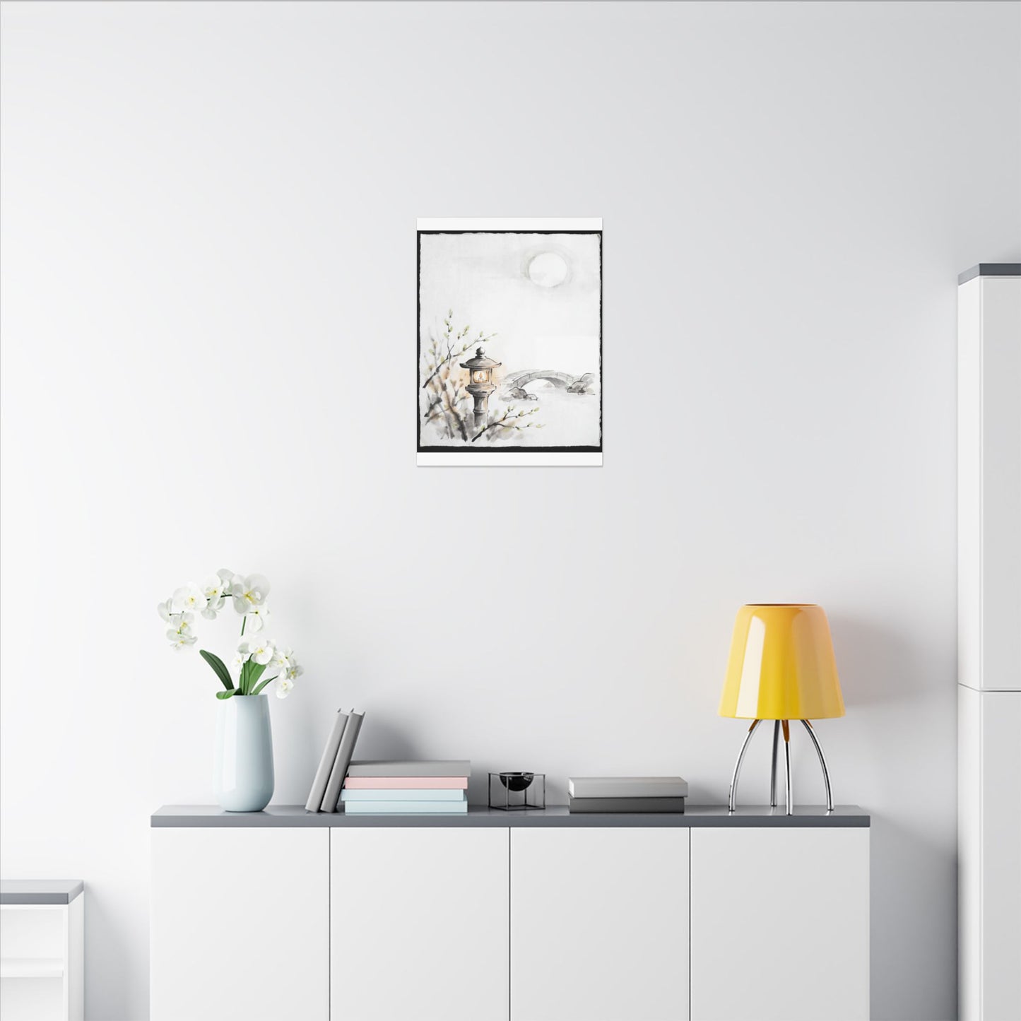 Moonlit Garden Spring Canvas Art | Zen Contemplative Design
