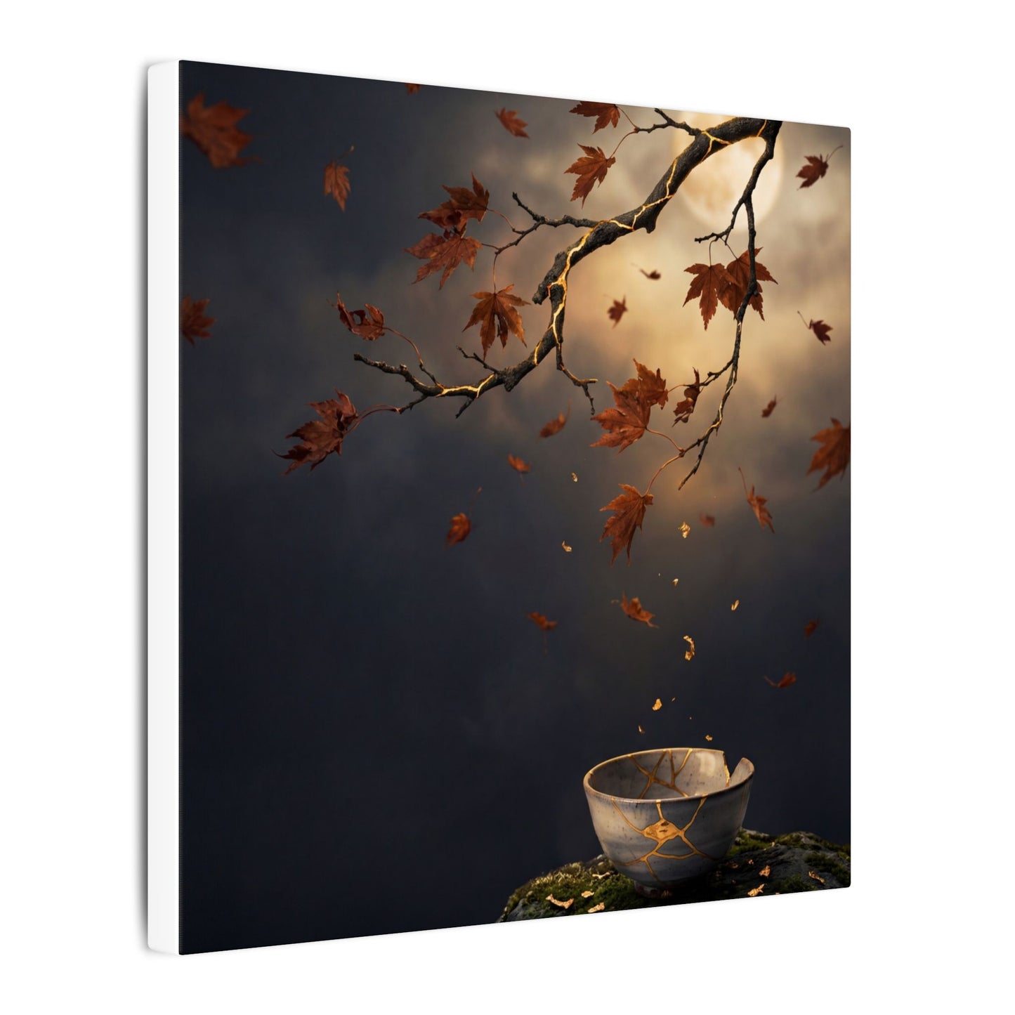 Moonlit Garden Gold Repair Canvas Art | Beautiful Kintsugi Art