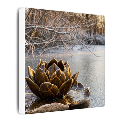 Lotus Flower Gold Repair Canvas Art | Beautiful Kintsugi Art