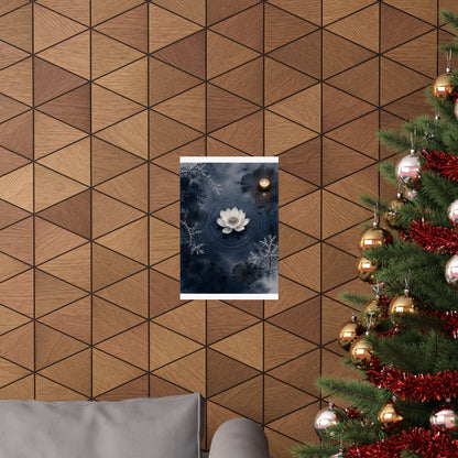 Lotus Flower Wall Art Print | Winter Zen Sumi E Art