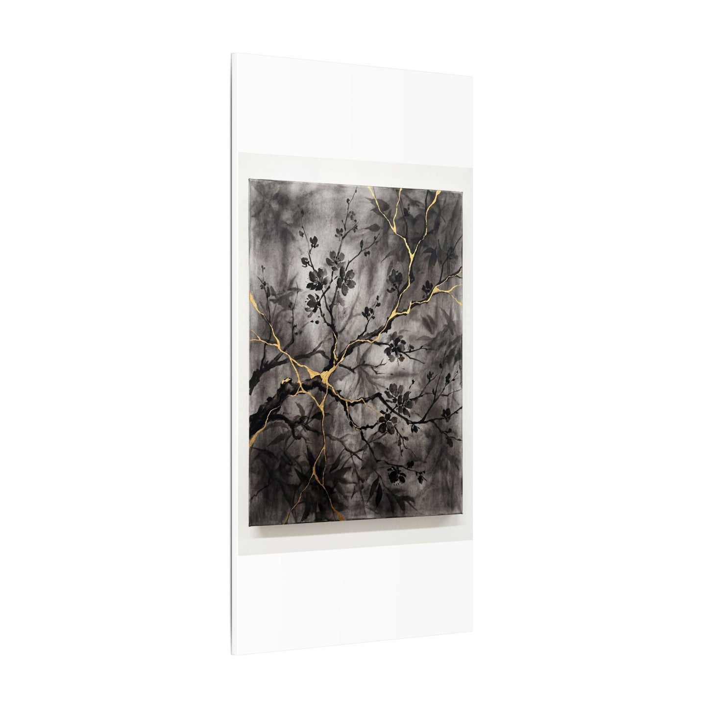 Kanso Cherry Blossom Canvas Art - Kintsugi Crackle Gold