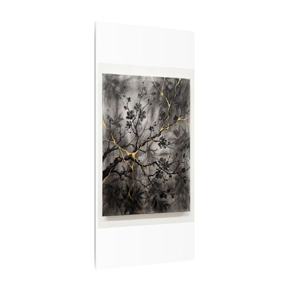 Kanso Cherry Blossom Canvas Art - Kintsugi Crackle Gold