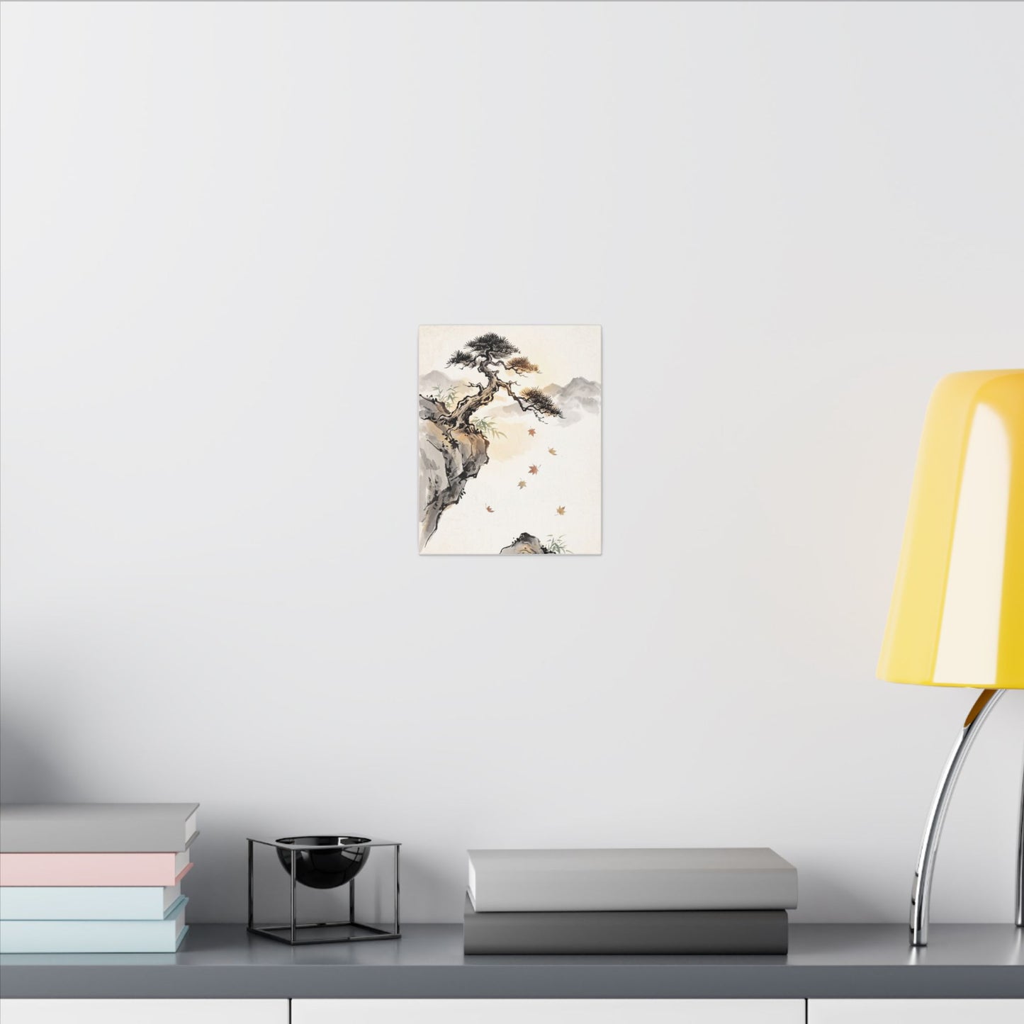Peaceful Pine Tree Canvas Art - Sumi E Zen