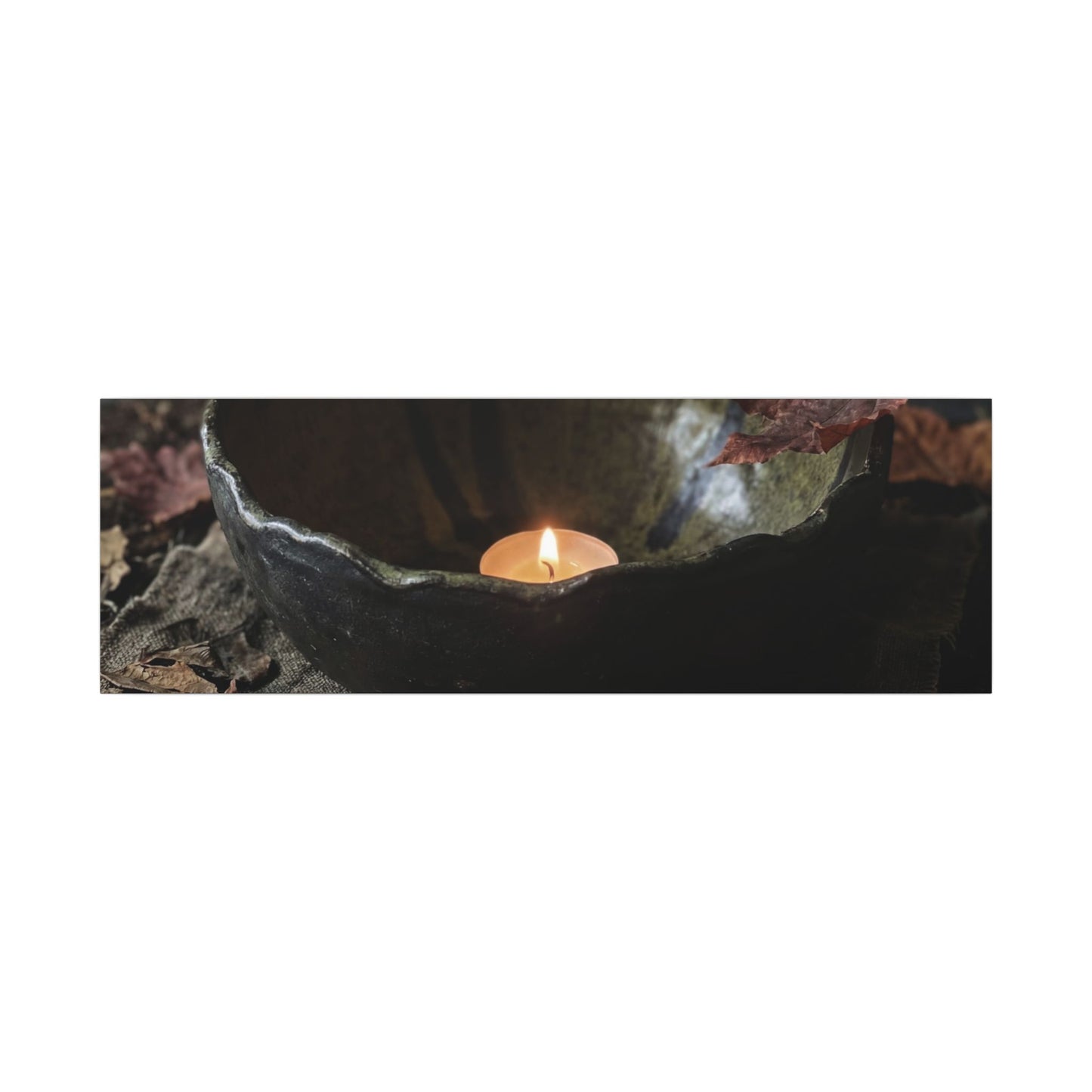 Candlelight Ceramic Bowl Canvas Art - Dark Japandi Kanso
