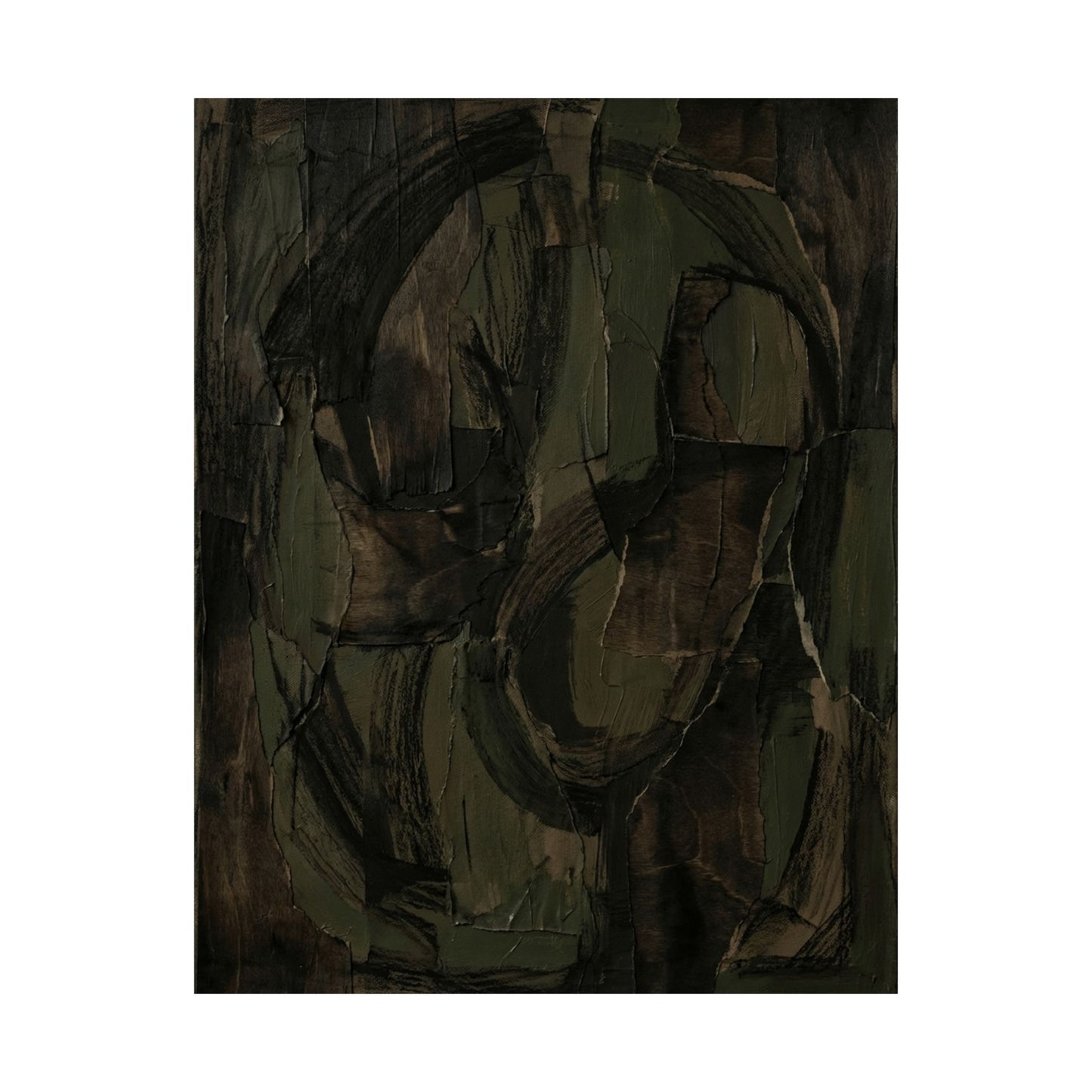 Mixed Media Dark Japandi Textured Wall Art Print