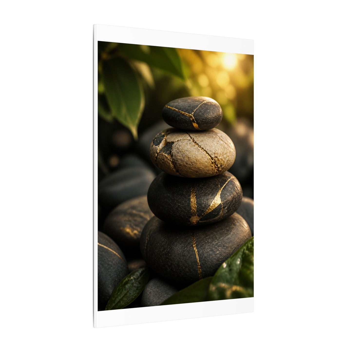 Summer River Stones Broken Beauty Canvas Art | Healing Decor