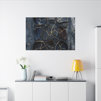 Dark Japandi Broken Pottery in Dappled | Shadow Zen Canvas Art