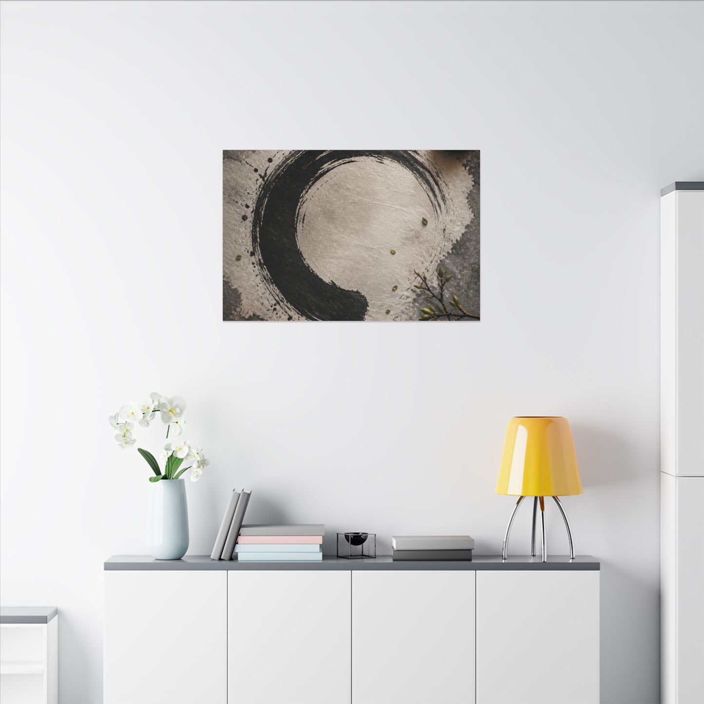Candlelight Ink Brushstroke Canvas Art - Zen Ma