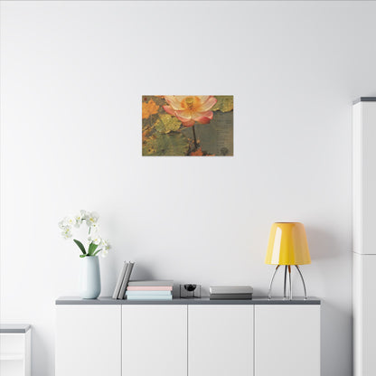 Autumn Lotus Flower Herbarium Canvas Art | Rustic Decor