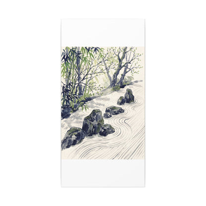 Dappled Rock Garden Canvas Art - Zen Mono No Aware