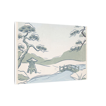 Japandi Moonlit Garden in Moonlight | Minimal Line Canvas Art