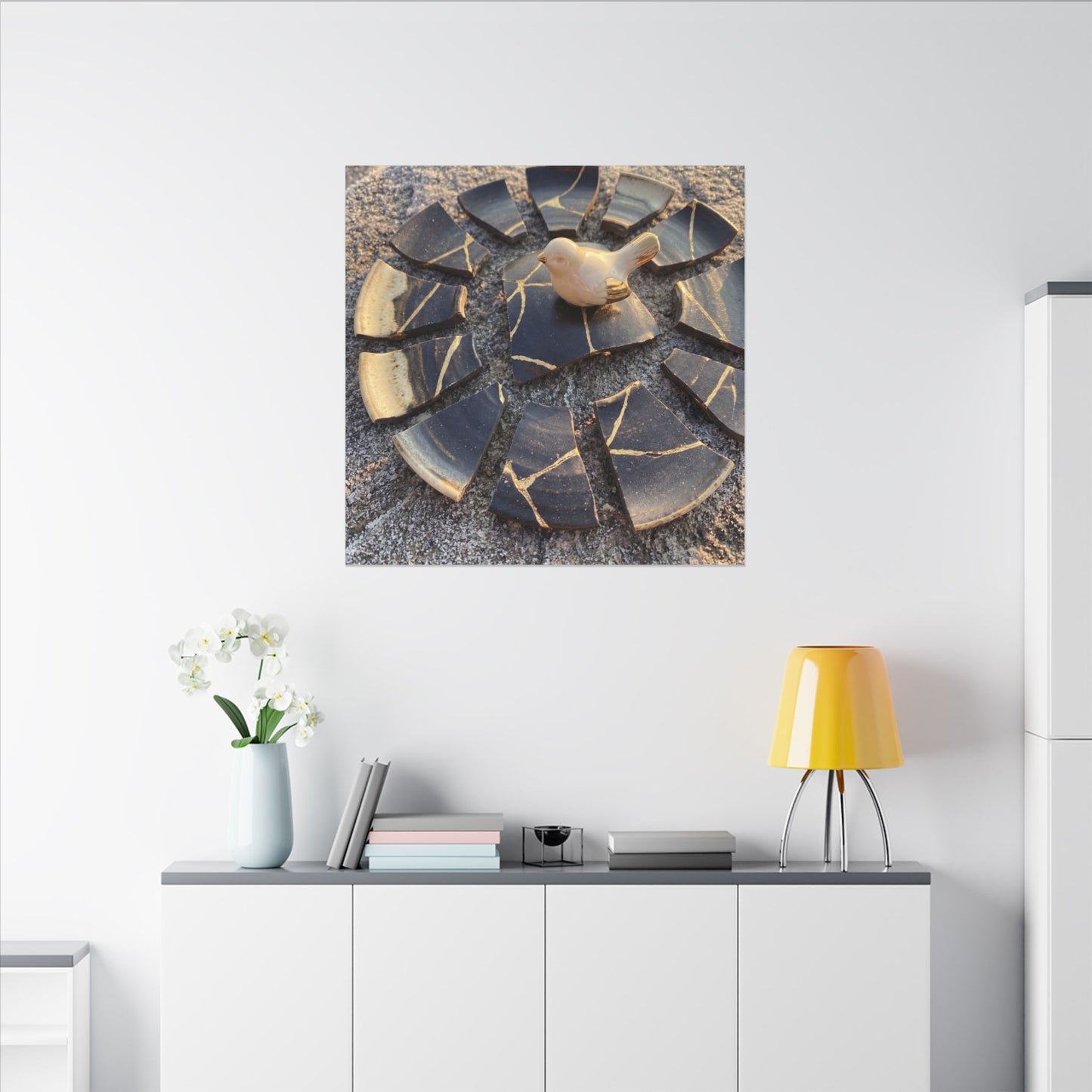 Golden Hour Broken Pottery Canvas Art - Kintsugi Datsuzoku