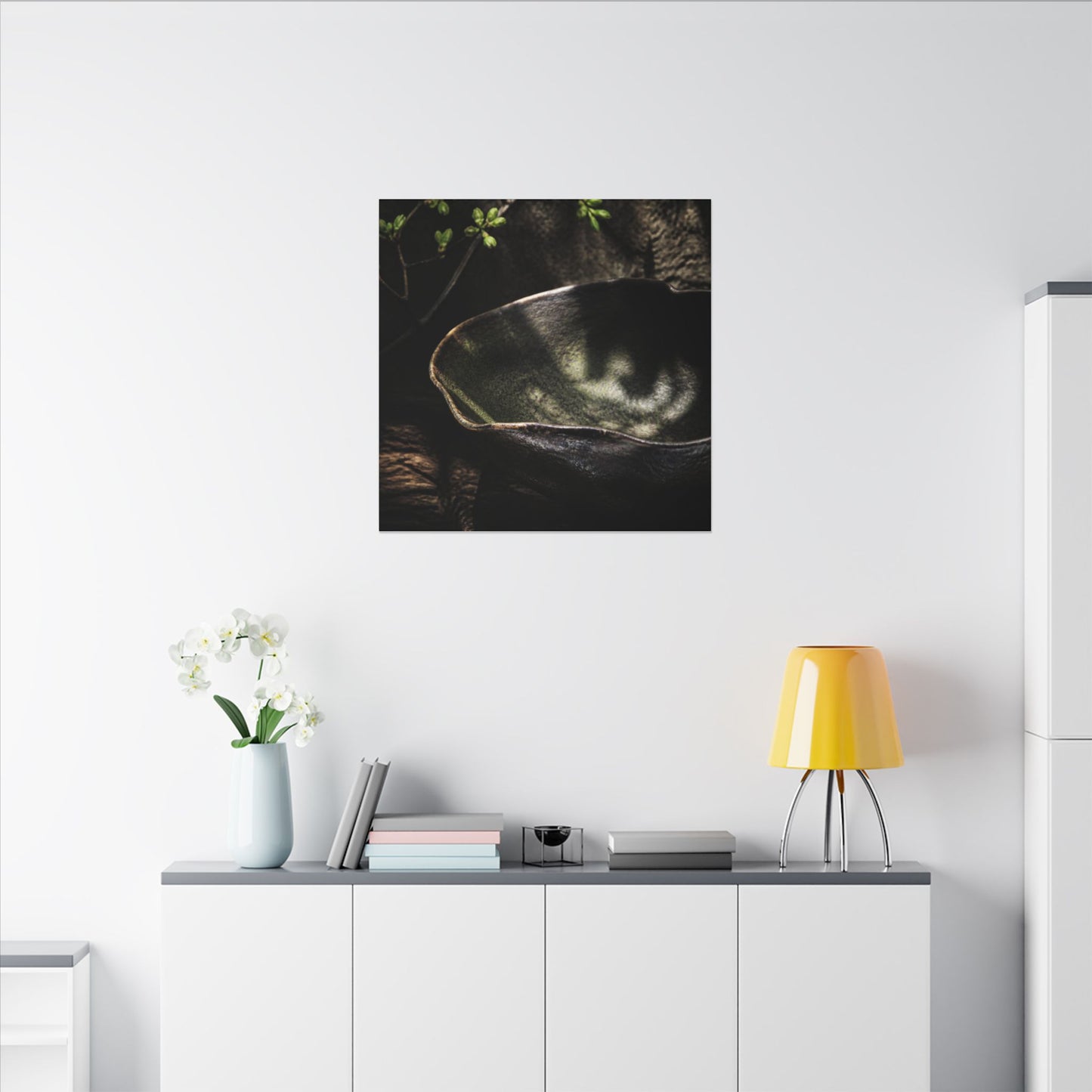 Sophisticated Ceramic Bowl Canvas Art - Dark Texture Dark Japandi
