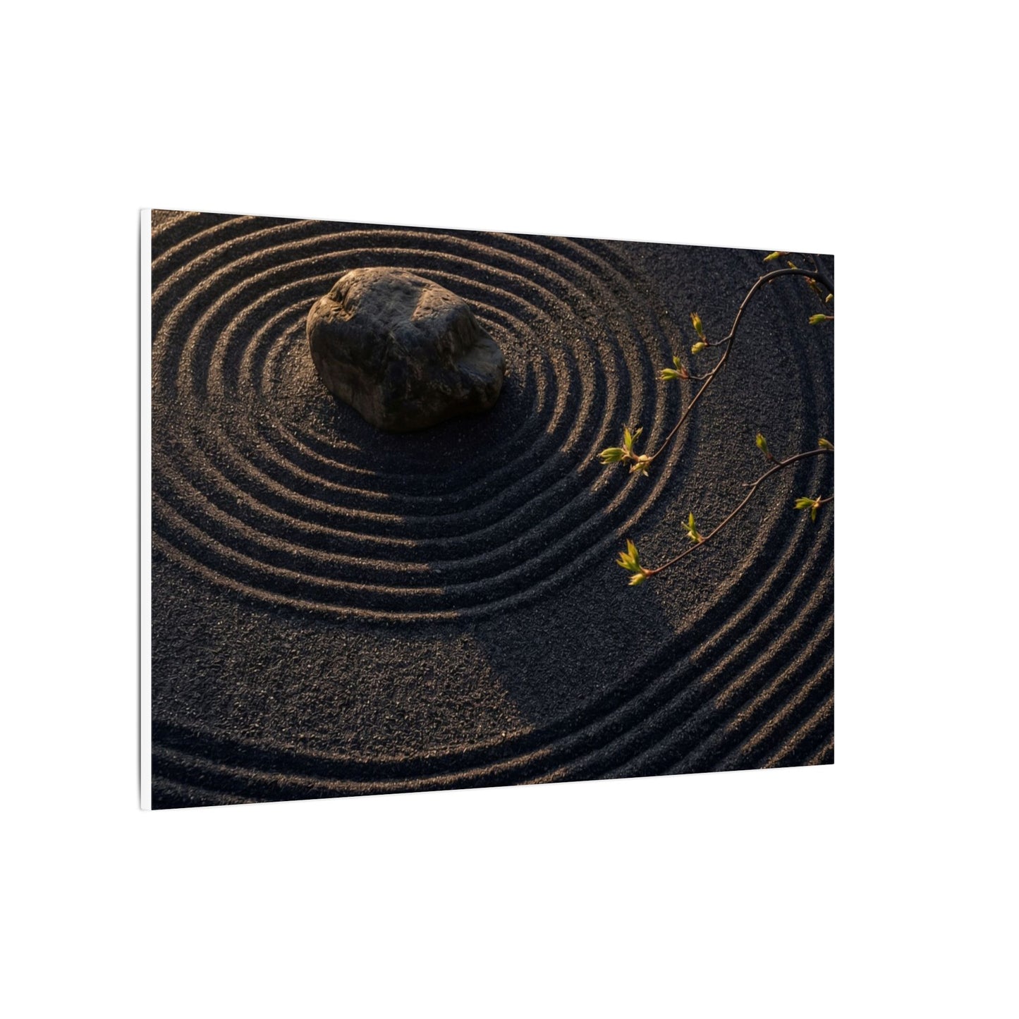 Rock Garden Shadow Zen Canvas Art | Bold Dark Japandi Art
