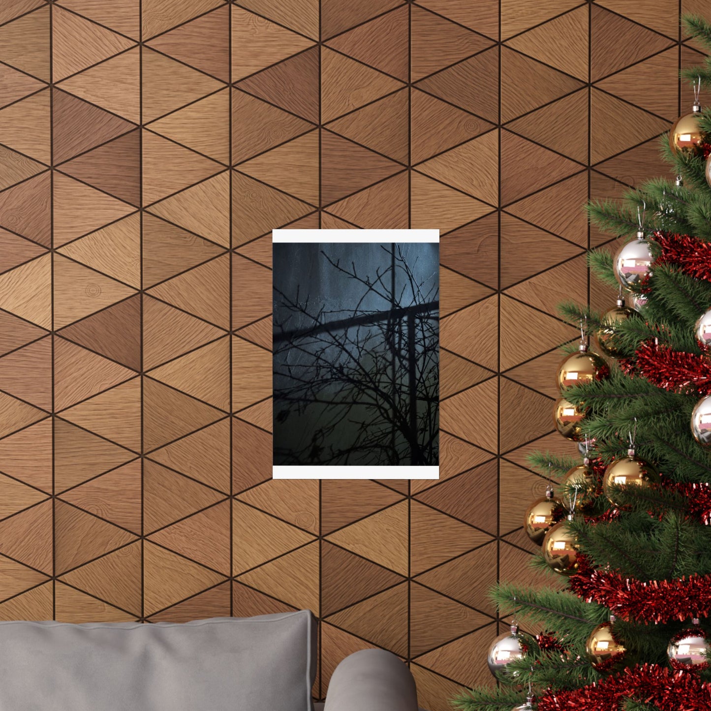 Shadow Play Winter Wall Art Print | Dark Japandi Luxurious Design