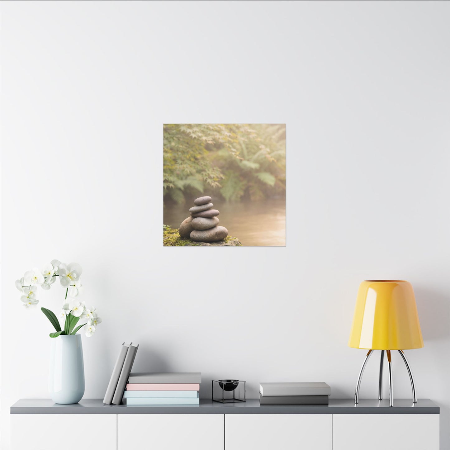 Cozy River Stones Canvas Art - Japanese Pattern Japandi