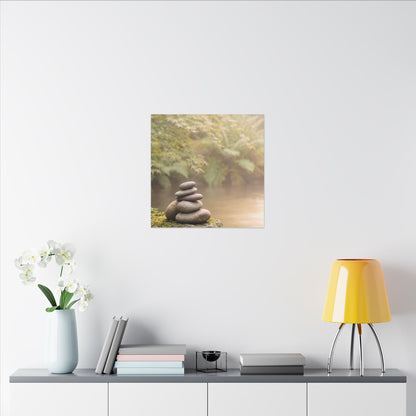 Cozy River Stones Canvas Art - Japanese Pattern Japandi