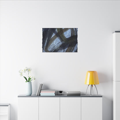 Ink Brushstroke Canvas Art | Winter Dark Japandi Shadow Zen Art