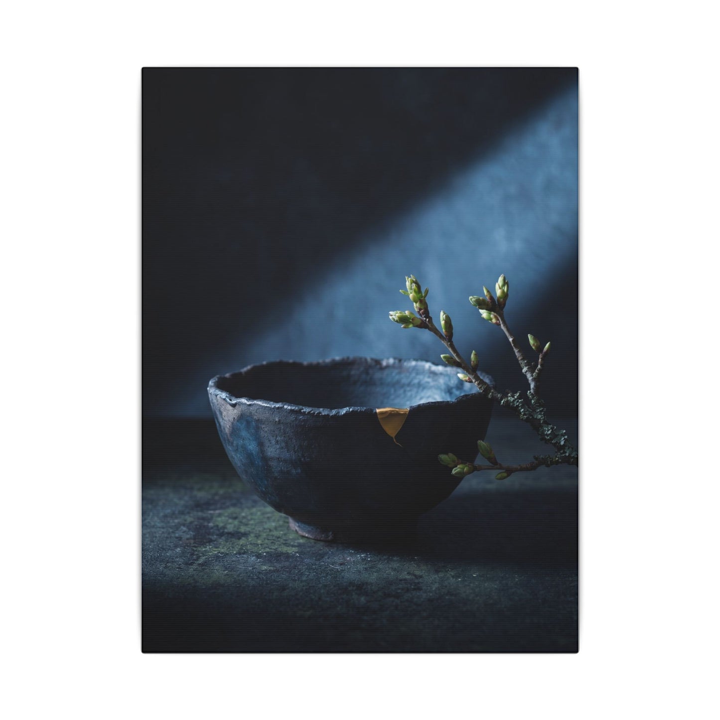Ceramic Bowl Shadow Zen Canvas Art | Sophisticated Dark Japandi Art