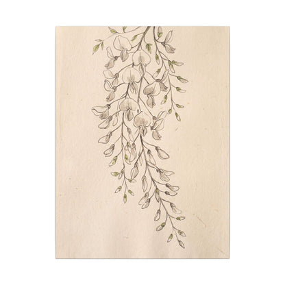 Japandi Wisteria in Golden Hour | Minimal Line Canvas Art