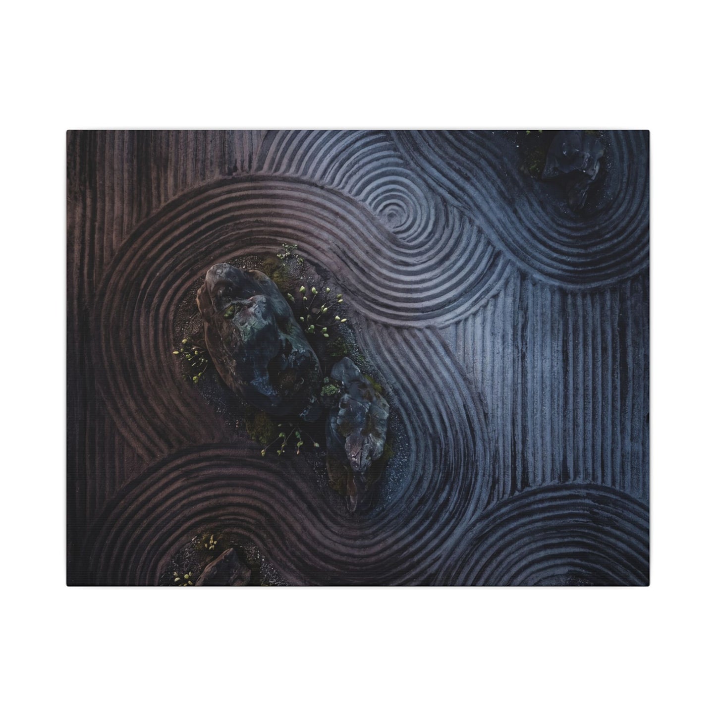 Spring Rock Garden Charcoal Ink Canvas Art | Bold Decor