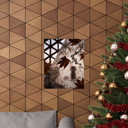 Shoji Screen Autumn Wall Art Print | Dark Japandi Bold Design