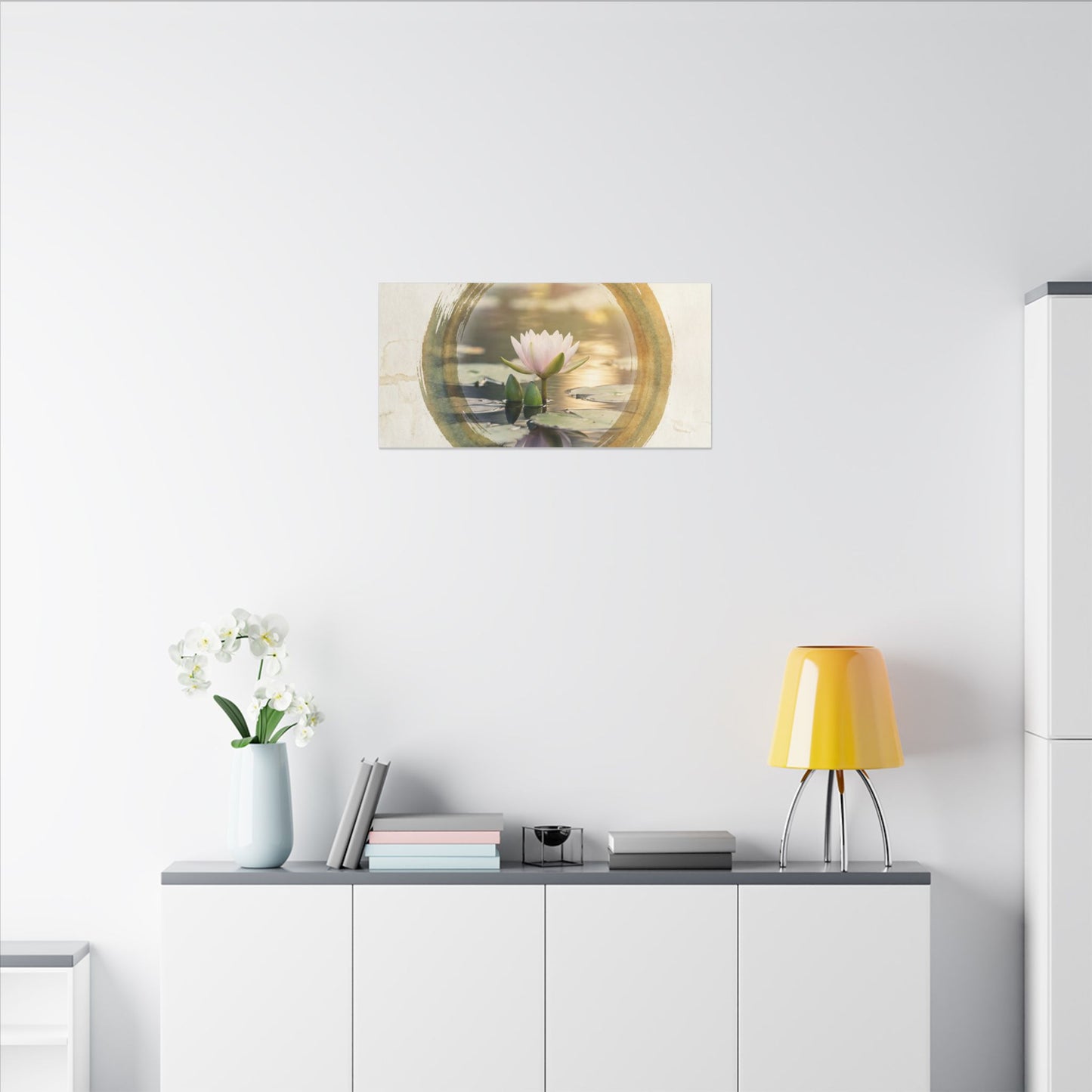 Peaceful Lotus Flower Canvas Art - Enso Zen