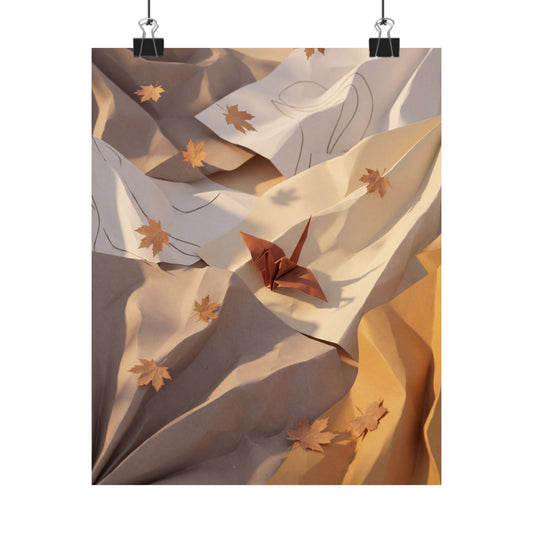 Paper Fold Wall Art Print | Autumn Japandi Minimal Line Art Art Print