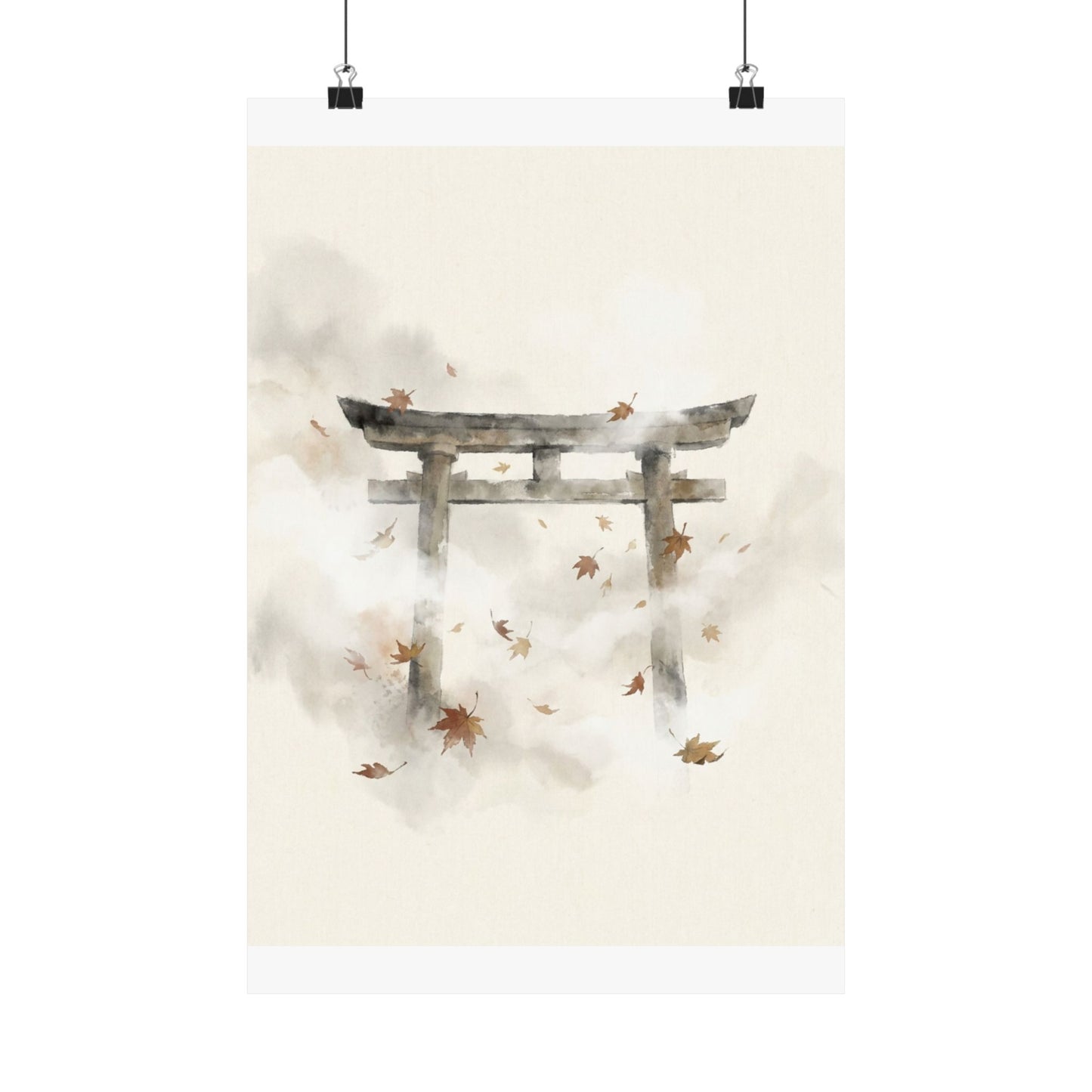 Calm Torii Gate Wall Art Print - Sumi E Zen