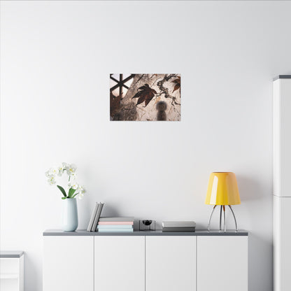 Shoji Screen Autumn Canvas Art | Dark Japandi Atmospheric Design