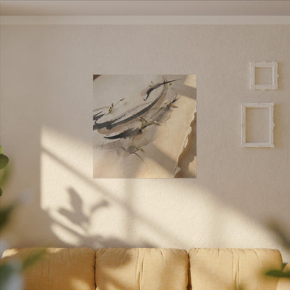 Ink Brushstroke Watercolor Canvas Art | Neutral Japandi Art