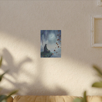 Zen Wisteria in Moonlight | Ukiyo E Inspired Canvas Art