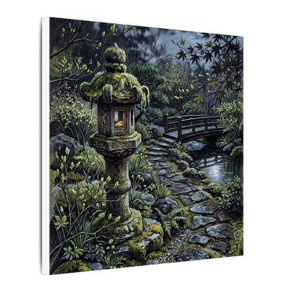 Japandi Stone Lantern in Moonlight | Texture Canvas Art