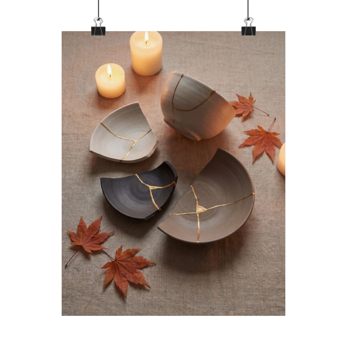 Broken Pottery Autumn Wall Art Print | Japandi Neutral Design Art Print