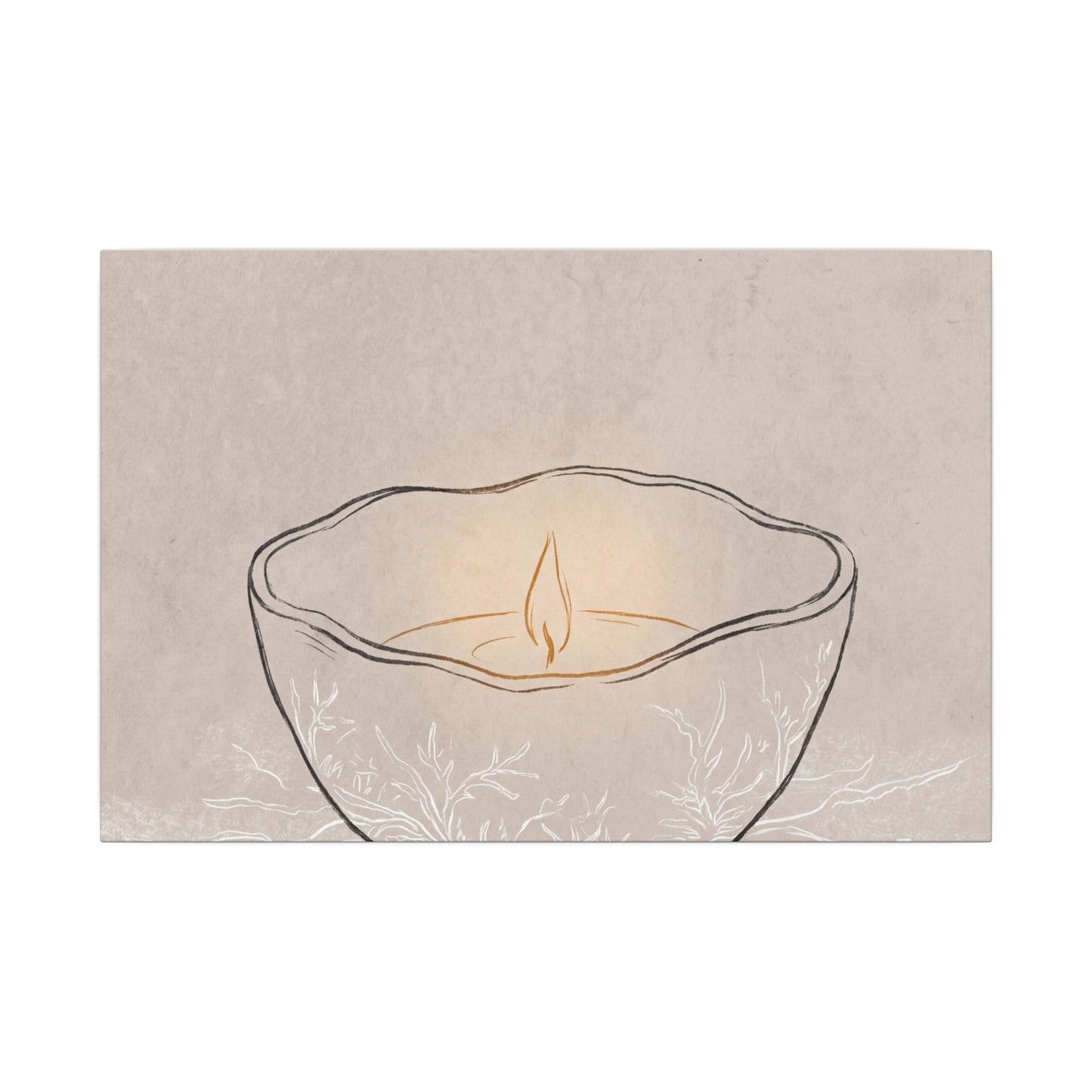 Ceramic Bowl Minimal Line Canvas Art | Neutral Japandi Art