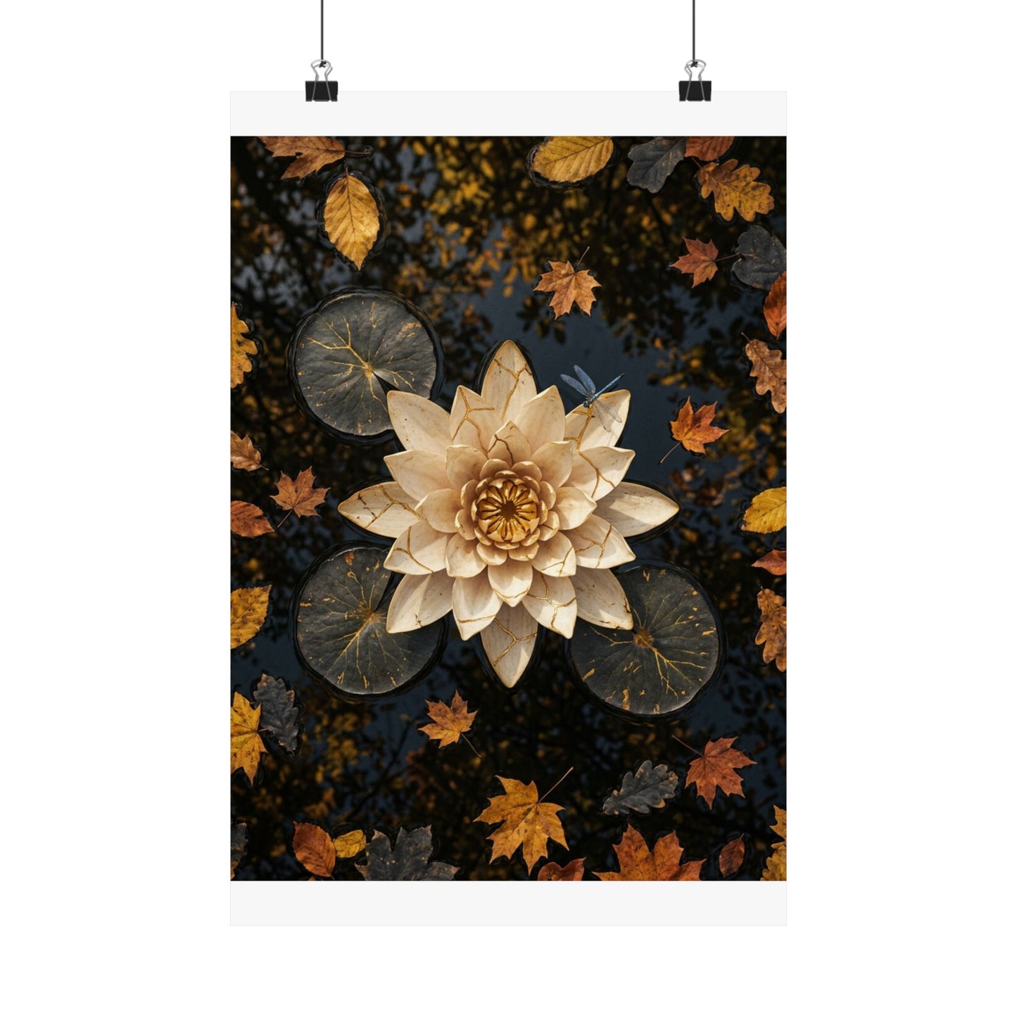 Lotus Flower Gold Repair Wall Art Print | Artful Kintsugi Art Art Print